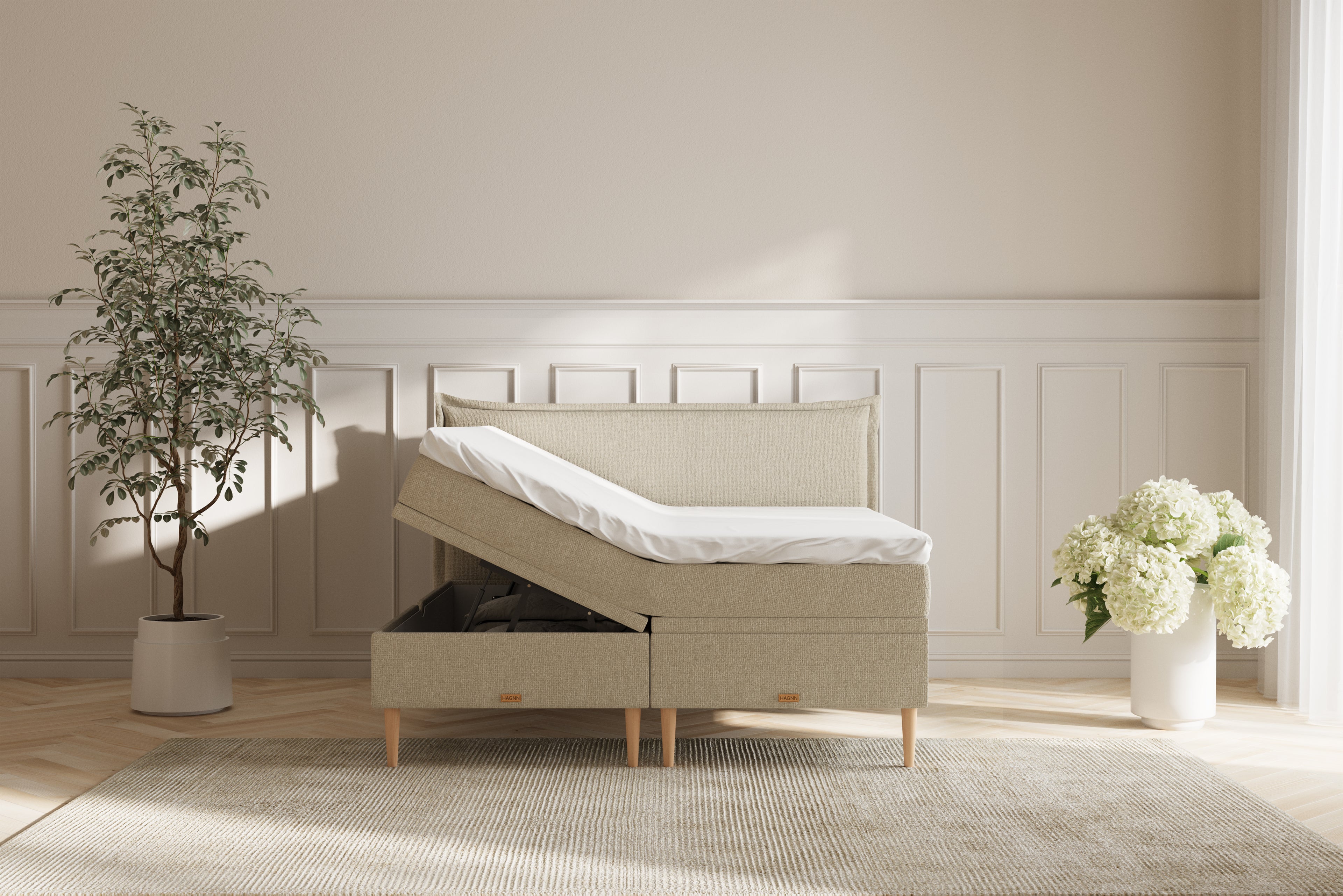 Noor Eva opbevaringsseng - beige - 180x200