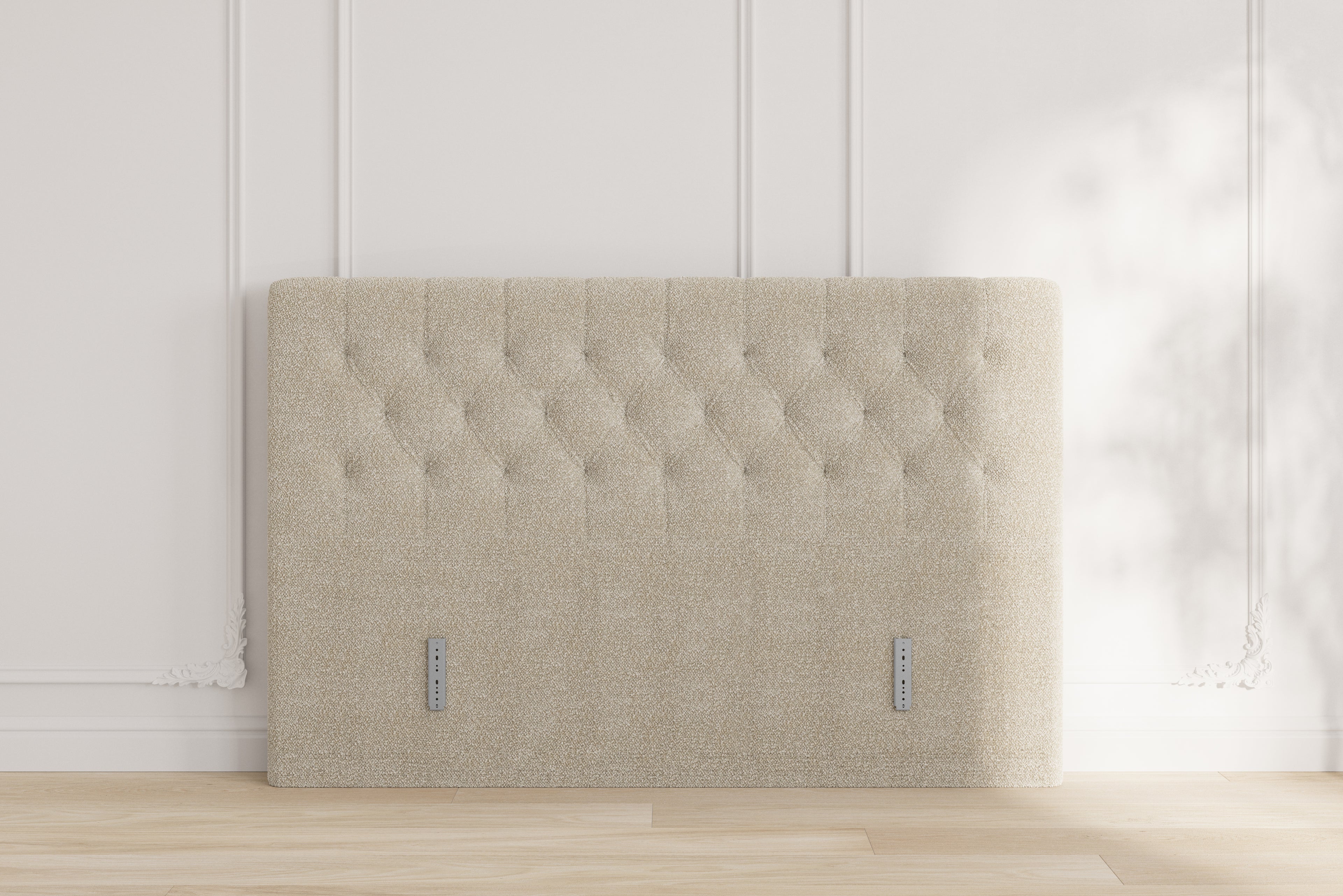 Chesterfield gavl - bouclé beige - 160x115