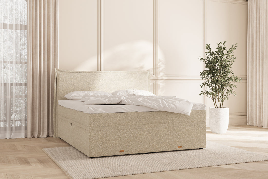 Elora Eva opbevaringsseng - bouclé beige - 160x200