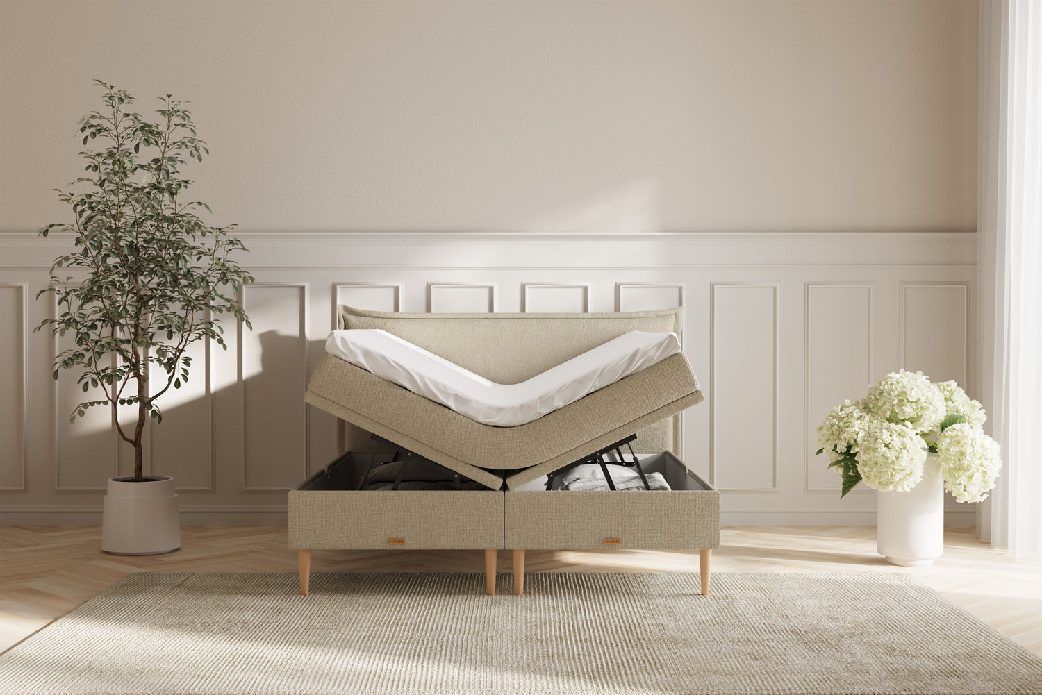 Noor Eva opbevaringsseng - beige - 180x200