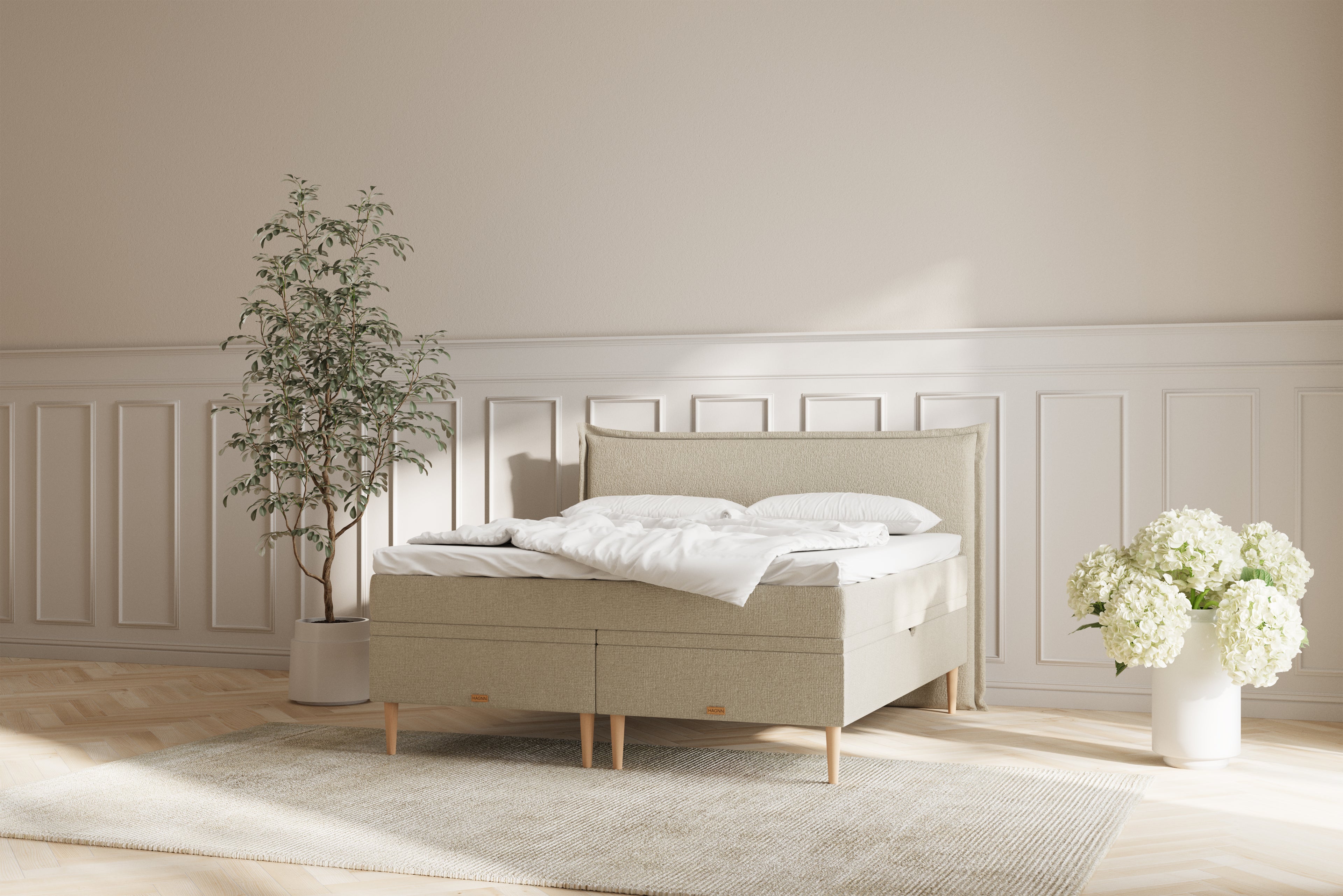 Noor Eva opbevaringsseng - beige - 180x200