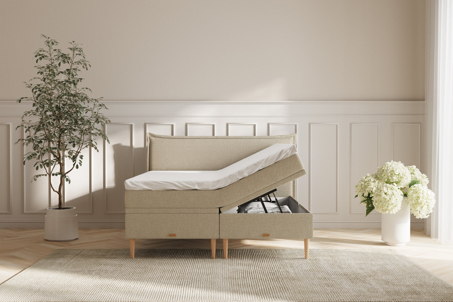 Noor Eva opbevaringsseng - beige - 180x200