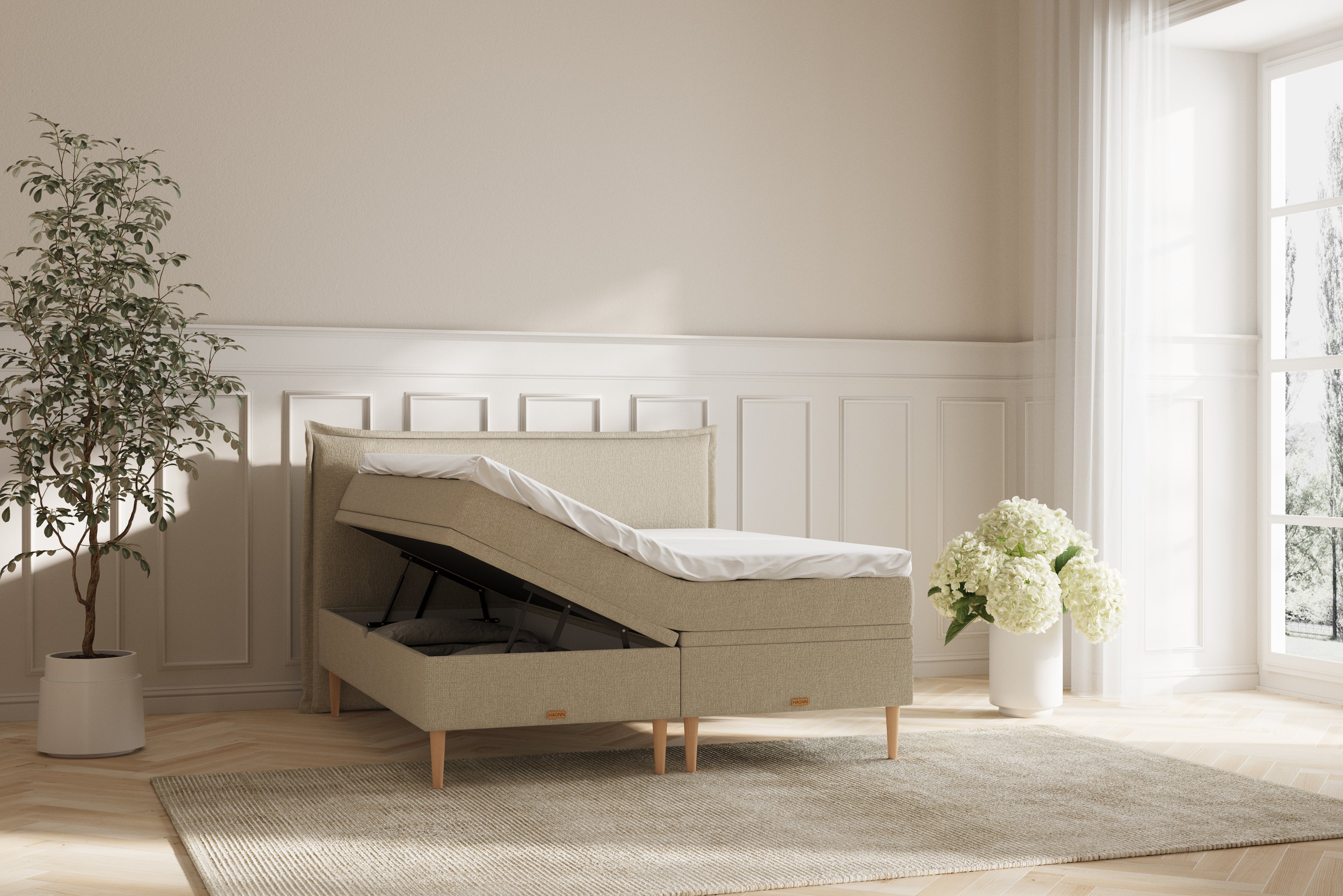 Noor Eva opbevaringsseng - beige - 180x200