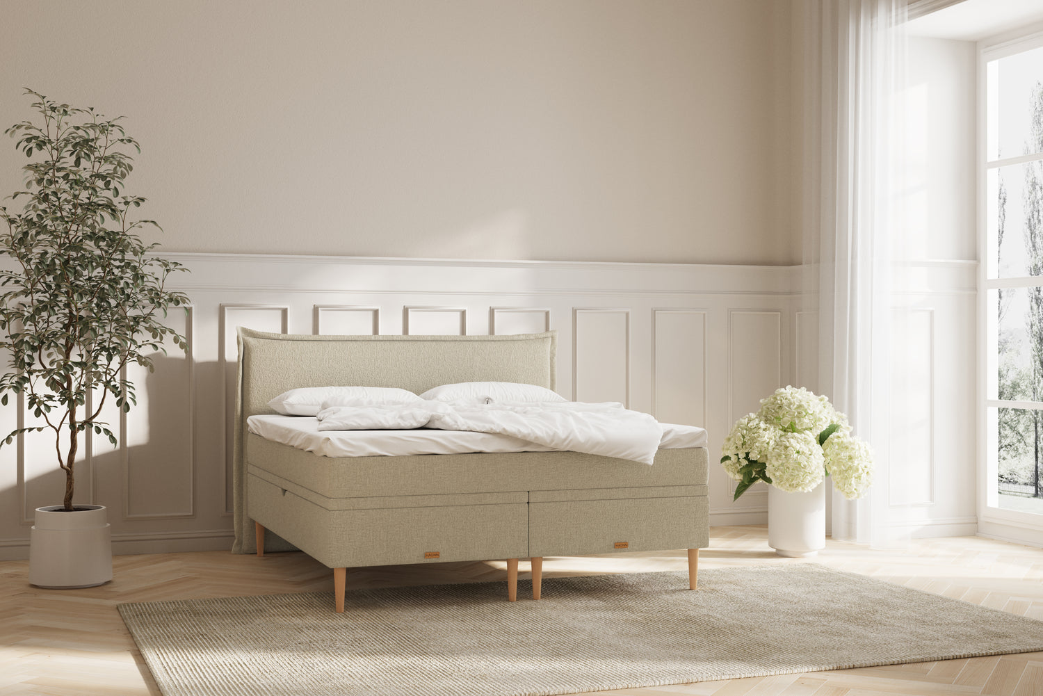 Noor Eva opbevaringsseng - beige - 180x200