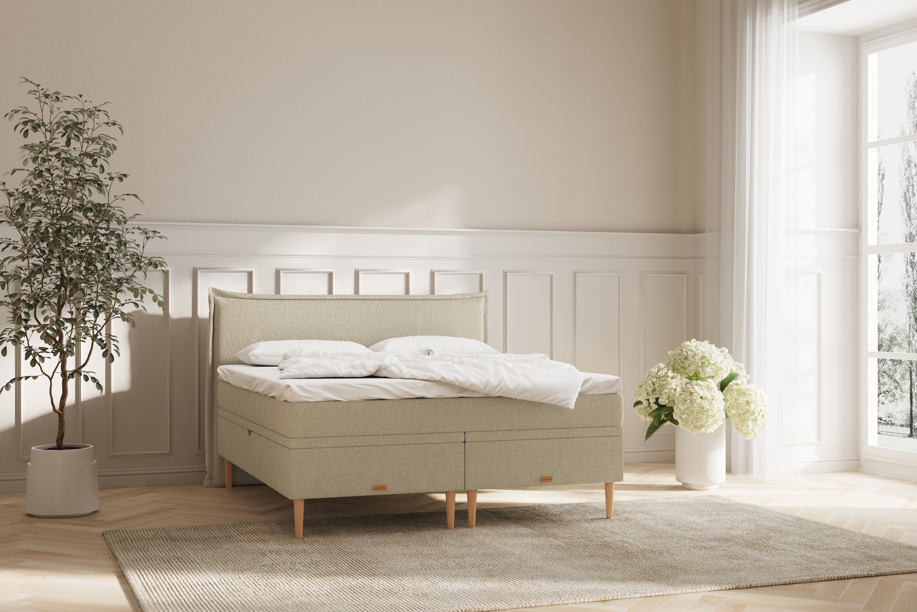 Noor Eva opbevaringsseng - beige - 180x200