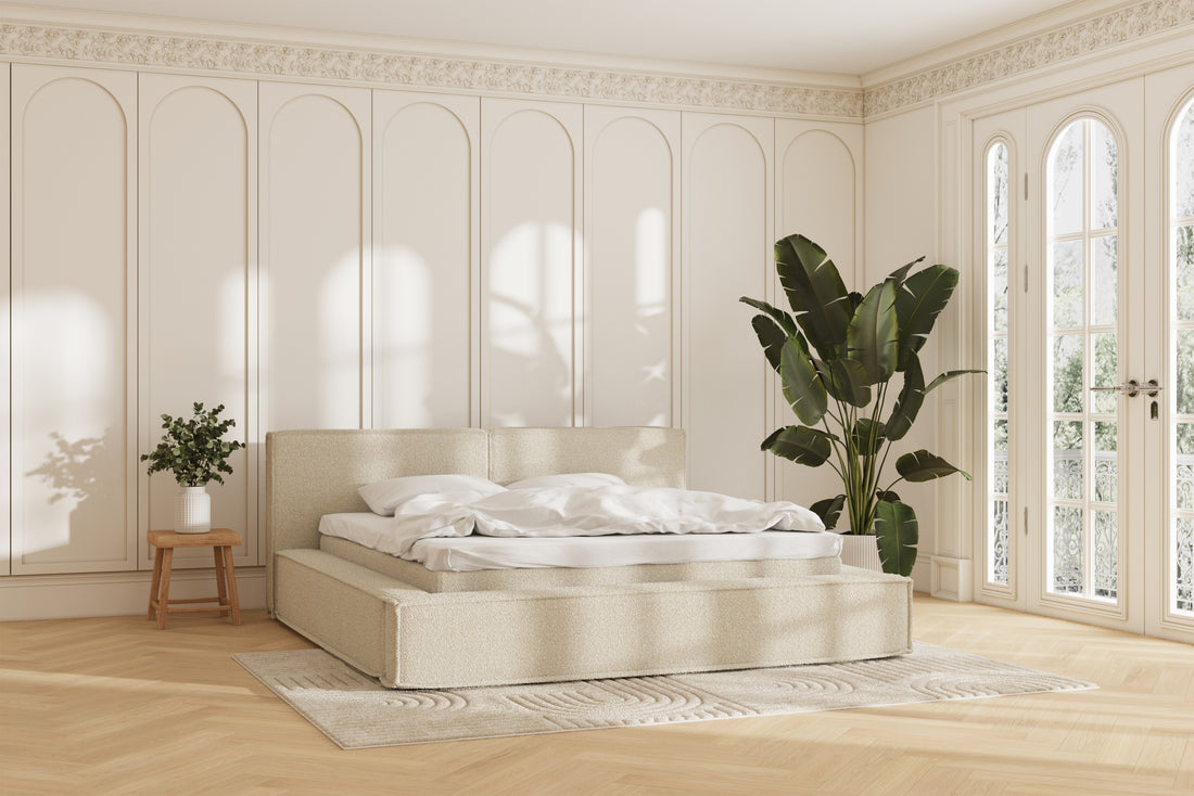 Oria Eva sengeramme - bouclé beige - 180x200