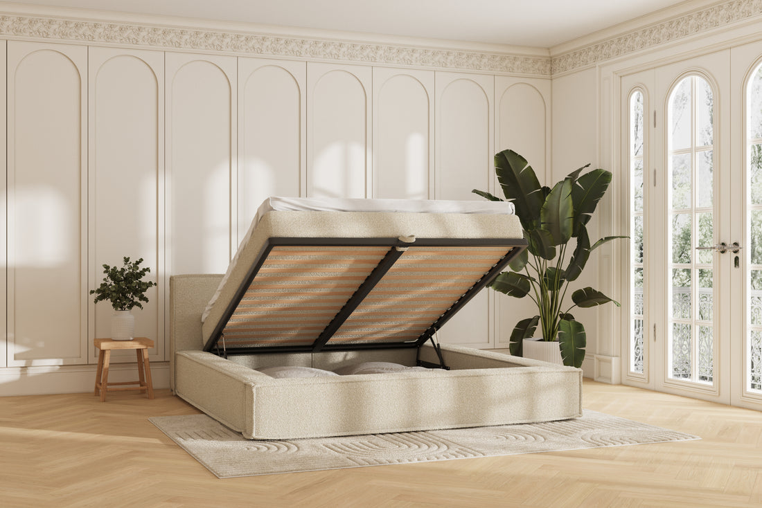 Oria Eva sengeramme - bouclé beige - 180x200